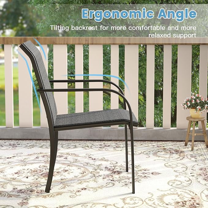 DIFY Patio Dining Chairs Set of 4, Stackable Outdoor Metal Chairs - Image 7