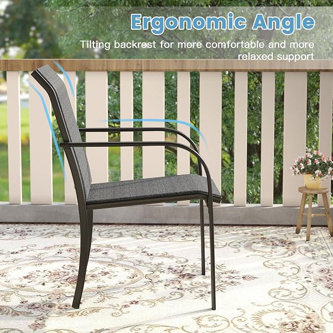 DIFY Patio Chairs Set of 2, Stackable Textilene Outdoor Dining Chairs - Image 7