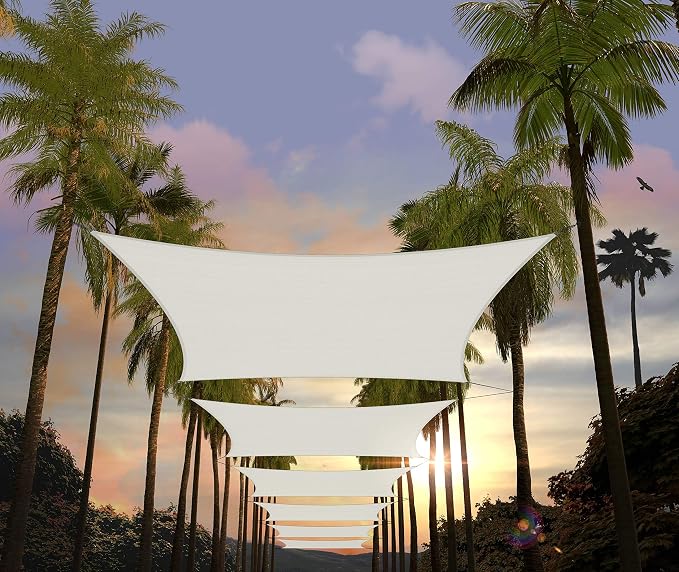 Amgo Custom Size 7' x 19' White Rectangle Square Sun Shade Sail UPF50+ by Amgo
