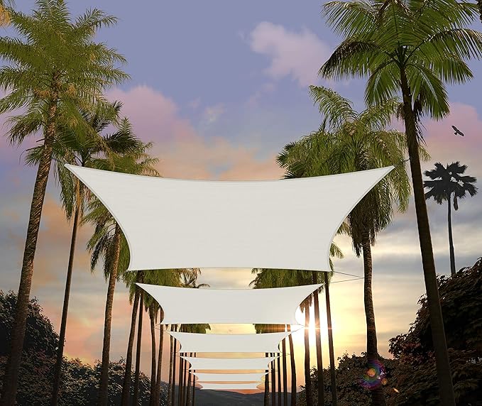 Amgo Custom Size 9' x 11' White Rectangle Square Sun Shade Sail UPF50+ by Amgo
