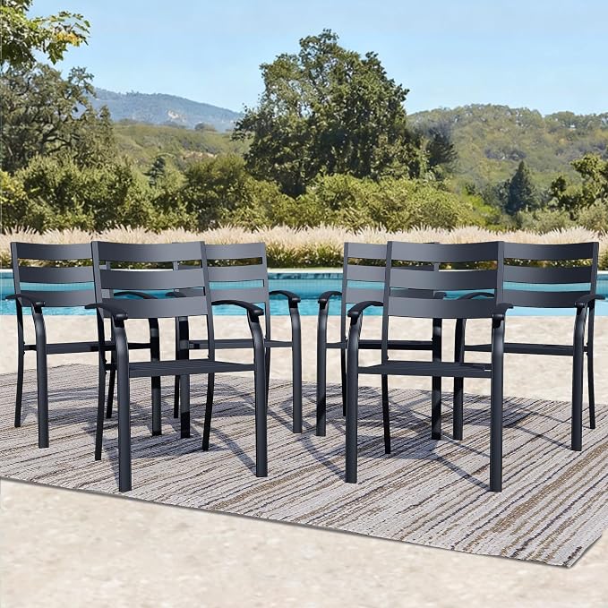 Patio Dining Chairs Set of 6, Wrought Iron Patio Furniture Chairs by Unknown