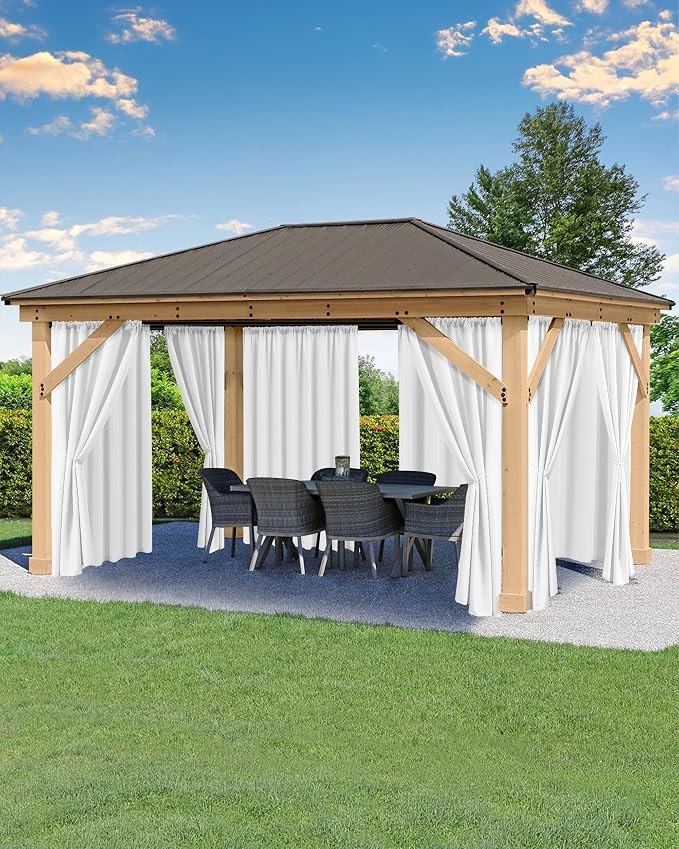Outdoor Curtains for Patio Waterproof Rod Pocket 8 Pcs 54x95 Inch White | by HolidayIdeas