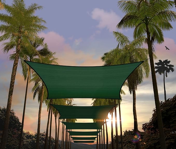Amgo Custom Size 6' x 21' Green Rectangle Square Sun Shade Sail UPF50+ by Amgo