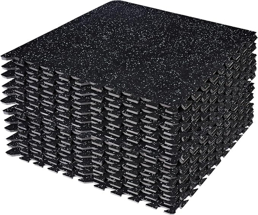 Sivan Fitness 1/2" Thick Rubber Top High-Density EVA Foam Gym Flooring for Home Gym - 48 Sq Ft Exercise Mat Tiles for Workout, Yoga, MMA, Heavy Exercise Equipment Mat - 12 Interlocking Gym Floor Mat