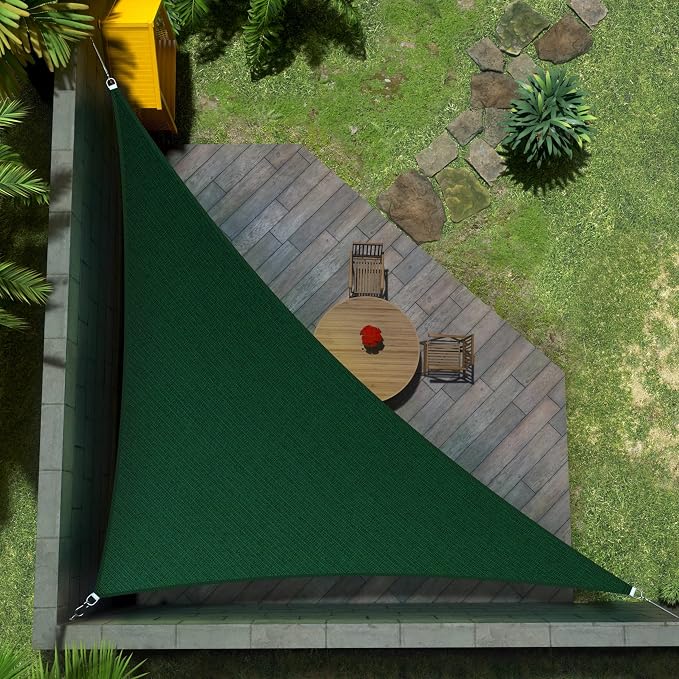 Amgo Custom Size 10' x 16' x 18.9' Green Right Triangle Sun Shade Sail UPF50+ by Amgo