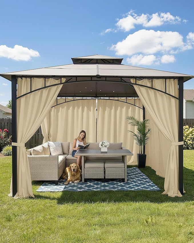 Outdoor Curtains for Patio Waterproof Rod Pocket 6 Pcs 54x84 Inch Cream | - Image 2