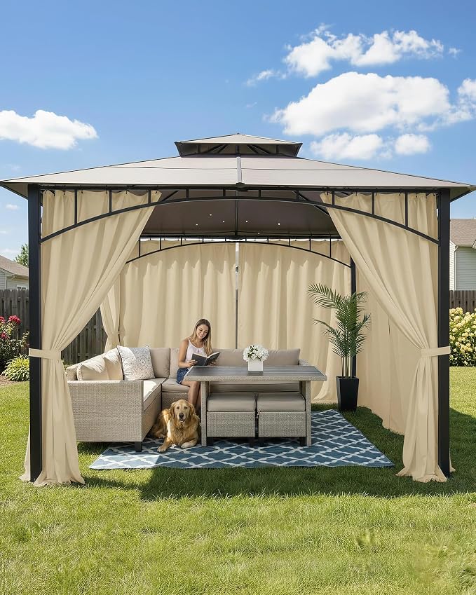Outdoor Curtains for Patio Waterproof Rod Pocket 6 Pcs 110x84 Inch Cream | - Image 2