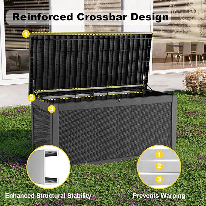 320 Gallon Outdoor Storage Box, Waterproof Patio Organizer, Storage Container - Image 4