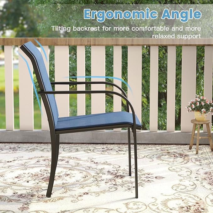 DIFY Patio Dining Chairs Set of 6, Stackable Outdoor Metal Chairs - Image 7