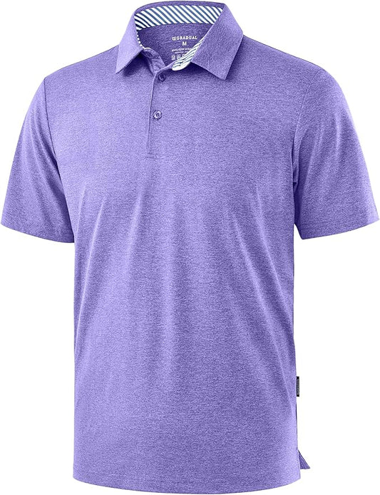 Golf Shirts Heather Polo Short Sleeve Dry Fit Lightweight Moisture Wicking Collared Shirts Casual Athletic Business