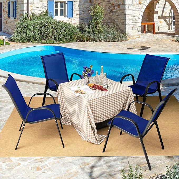 COSTWAY Patio Stackable Dining Chairs Set of 4 - Image 2