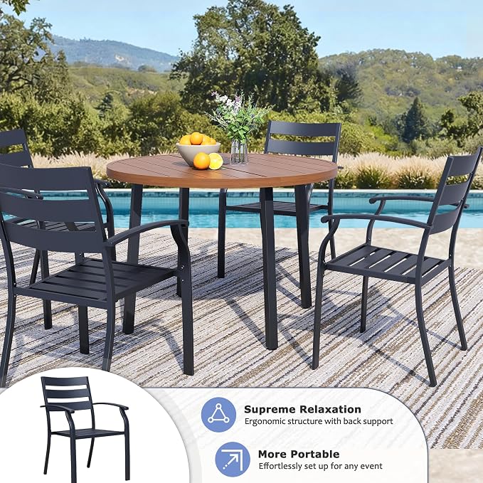 Patio Dining Chairs Set of 2, Wrought Iron Patio Furniture Chairs - Image 4