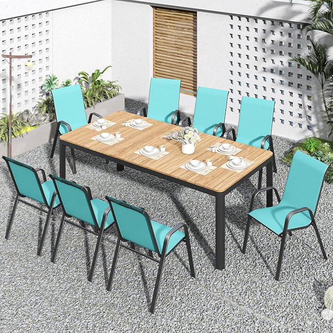 Patio Dining Chairs Set of 8 Outdoor Stackable Dining Chairs - Image 9