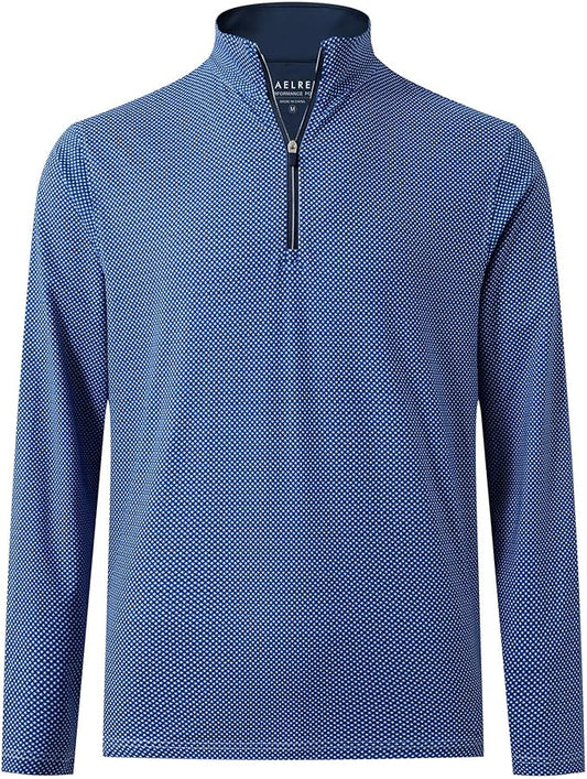 M MAELREG Quarter Zip Golf Pullover Men Dry Fit Long Sleeve Performance Wicking 1/4 Zip Full Print Pullover Mens Sweatshirt