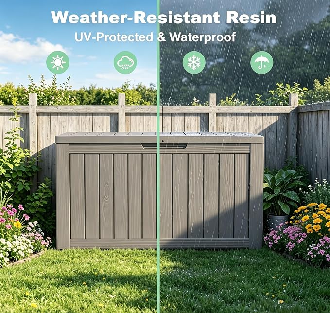 260 Gallon Resin Deck Box, Outdoor Toy Storage Box, Package Delivery Box - Image 6