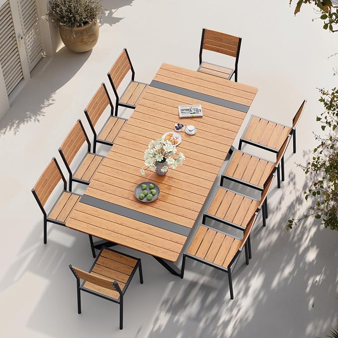 Pellebant Stackable Outdoor Patio Dining Chairs Set of 6 | Aluminum Armless - Image 7