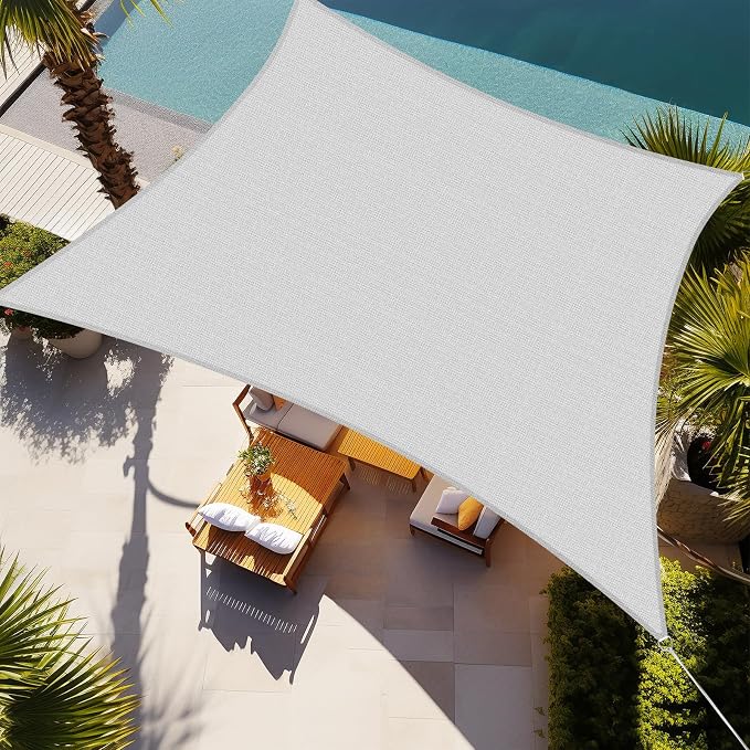 Shade&Beyond Rectangle Sun Shade Sail 20'X20' Permeable Canopy Light Grey by ShadeBeyond