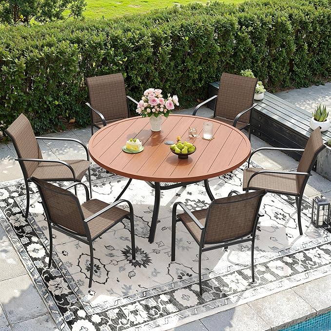 DIFY Patio Chairs Set of 6, Stackable Textilene Outdoor Dining Chairs - Image 8
