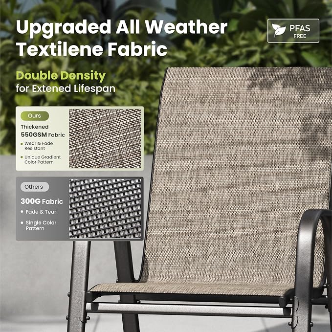 PHI VILLA Outdoor Stackable Dining Chair Set of 2, Textilene Mesh & Metal | - Image 3