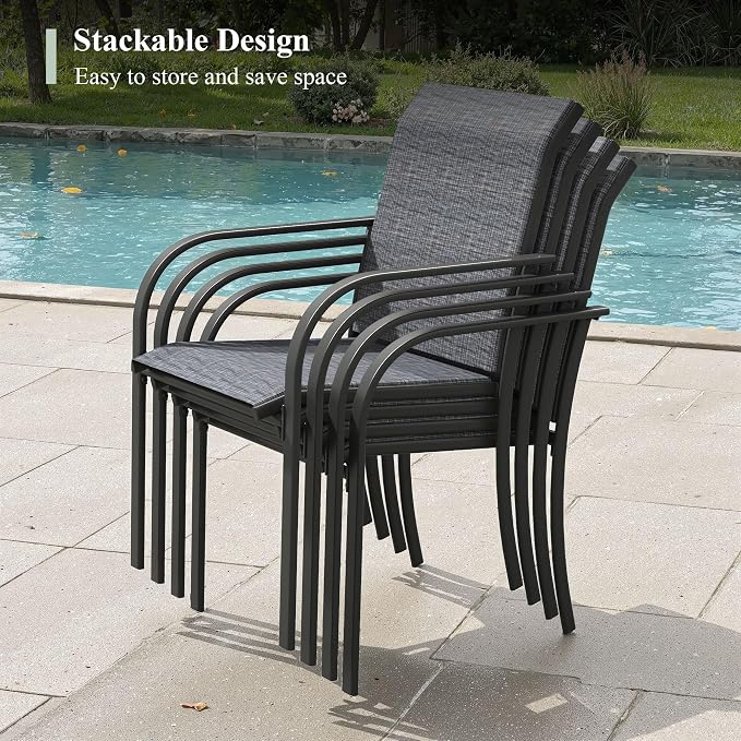 Outdoor Chairs Set of 2, Stackable Patio Dining Chairs - Image 3
