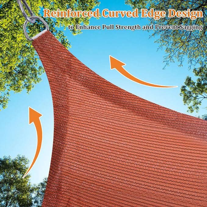 Shade&Beyond Rectangle Sun Shade Sail 08'X10' Permeable Canopy Rust Red - Image 5