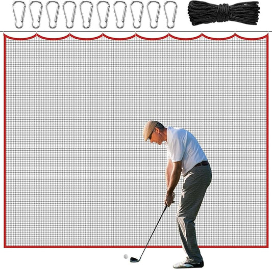 Golf Hitting Net Set 10ft Golf Practice Netting with Carabiners and Tie Rope Nylon Sports Heavy Duty Net for Hockey Backstop, Garage Backyard, Volleyball, Baseball, Lacrosse