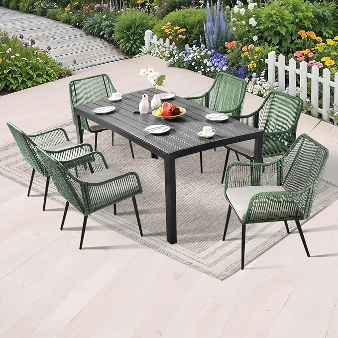 Patio Dining Chairs Outdoor Dining Chairs Set of 4, Woven Twisted Wicker Rattan - Image 8