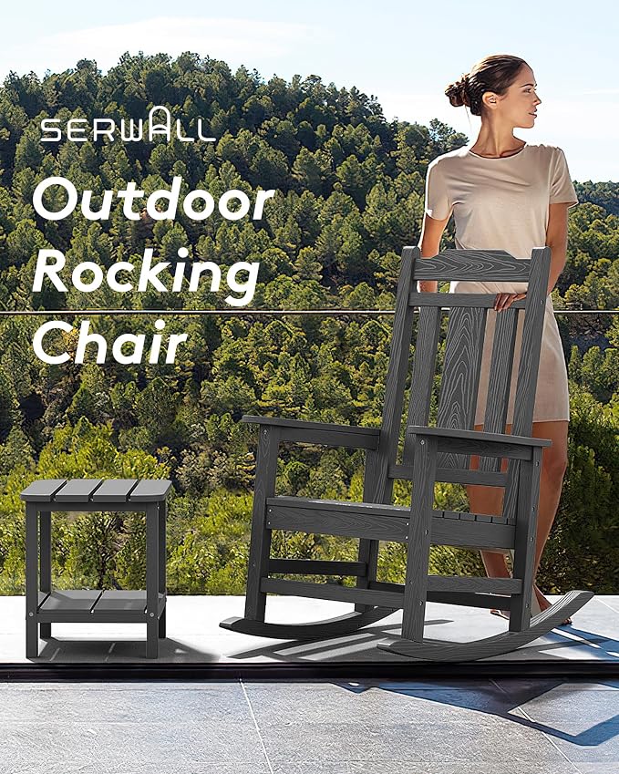 SERWALL HDPE Oversized Outdoor Rocking Chairs Set of 6, Patio Rocker, All - Image 4