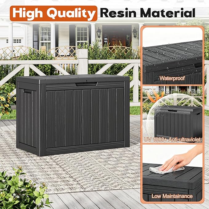 Outdoor Deck Storage Box, Resin Deck Boxes Indoor and outdoor, Waterproof - Image 3