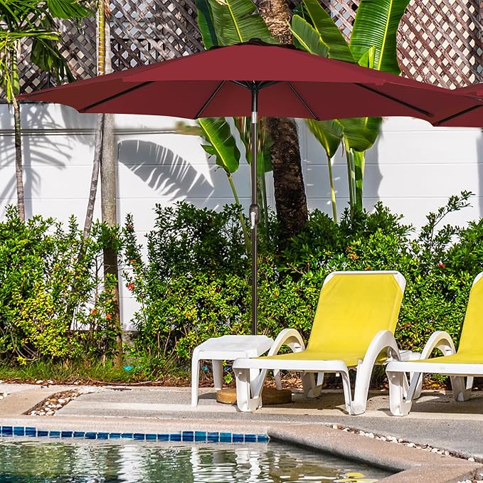 9' Outdoor Patio Umbrella, Outdoor Table Umbrella, Yard Umbrella, Market - Image 9