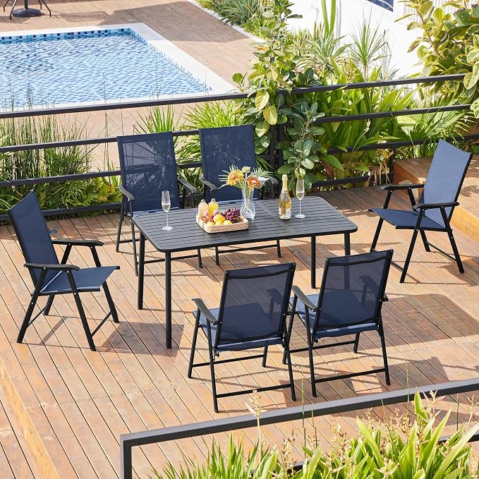 Yaheetech Patio Chairs Set of 4 Outdoor Folding Lawn Chairs, folds flat - Image 2