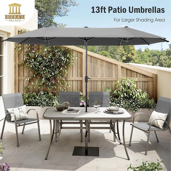 HERA'S PALACE 13 ft Large Double-Sided Twin Patio Umbrella, Outdoor Market - Image 2