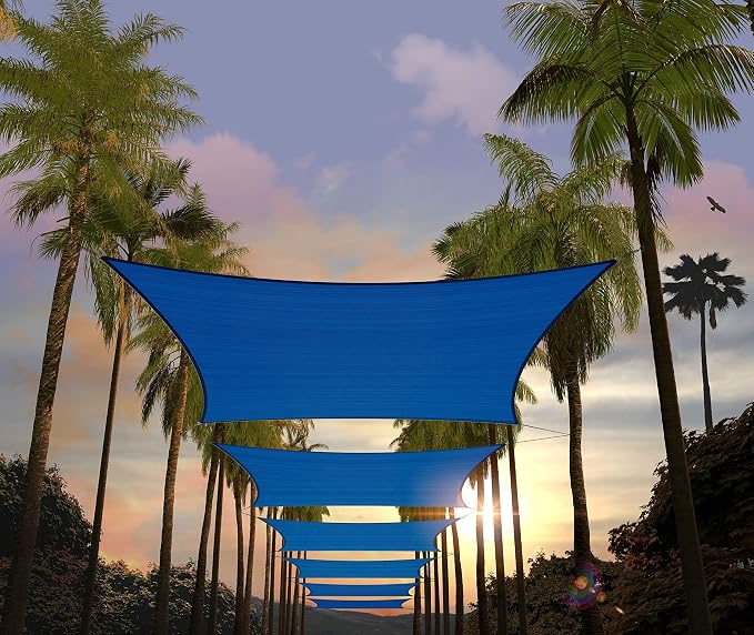 Amgo Custom Size 10' x 12' Blue Rectangle Square Sun Shade Sail UPF50+ by Amgo