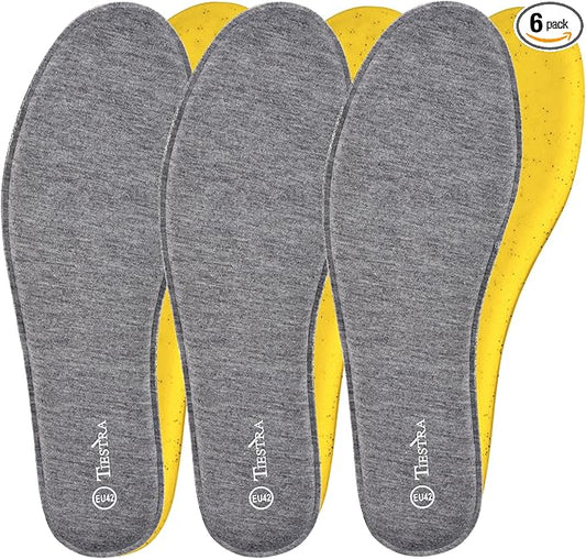 3 Pair -Shoe Inserts for Mens Memory Foam Insoles,Replacement Insoles for Work Boots Running Shoes, Cushion Shock Absorbing for Foot Pain Relief, Comfort Breathable Inner Soles Grey 42EU,US9