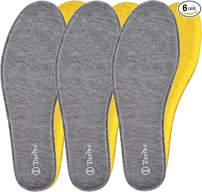 3 Pair -Shoe Inserts for Mens Memory Foam Insoles,Replacement Insoles for Work Boots Running Shoes, Cushion Shock Absorbing for Foot Pain Relief, Comfort Breathable Inner Soles Grey 47EU,US14