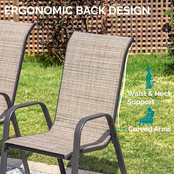 MAMIZO Patio Dining Chairs, Stackable Textilene Chair Set of 8, - Image 6
