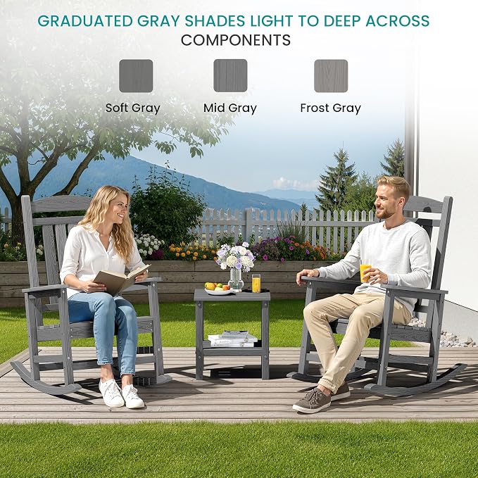 SERWALL Rocking Chair Outdoor, HDPE Patio Rocking Chairs, Porch Rocker - Image 3