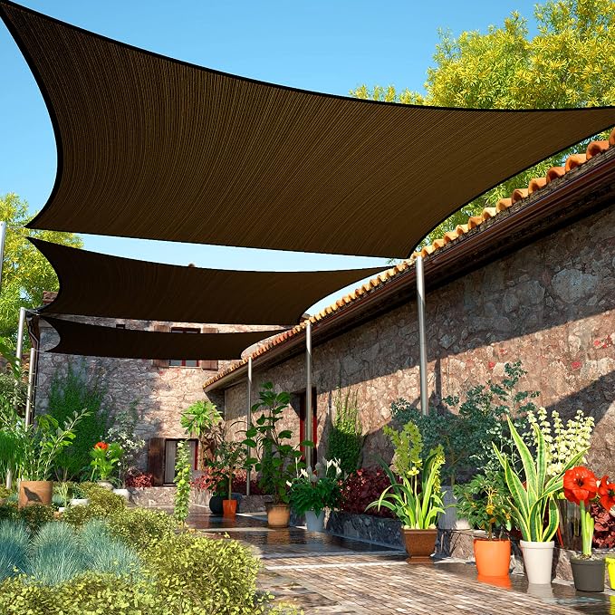 7' x 17' Brown Sun Shade Sail Rectangle SMSLR Canopy Fabric Cloth Screen by ShadeMart