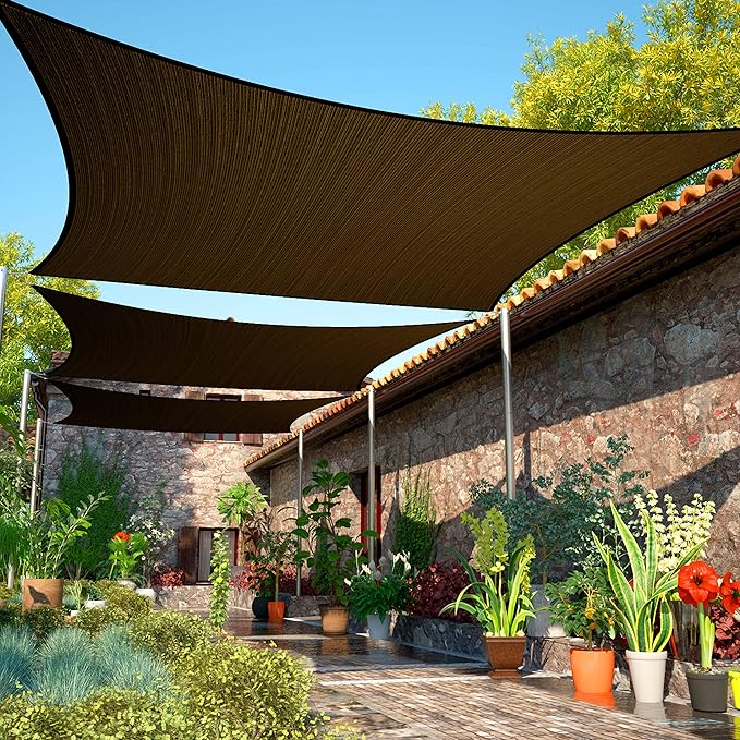 16' x 19' Brown Sun Shade Sail Rectangle SMSLR Canopy Fabric Cloth Screen by ShadeMart