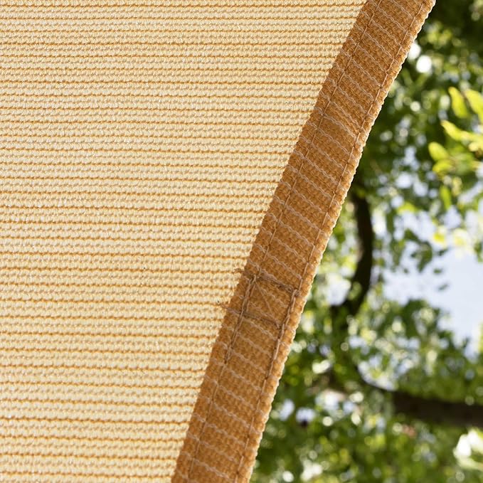 Amgo Custom Size 12' x 15' x 19.2' Beige Right Triangle Sun Shade Sail UPF50+ - Image 9