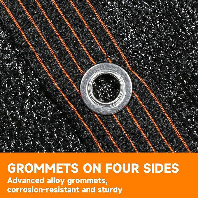 90% Shading Rate 8'x10' Black Shade Cloth, UV Resistant Durable Mesh Tarp - Image 5