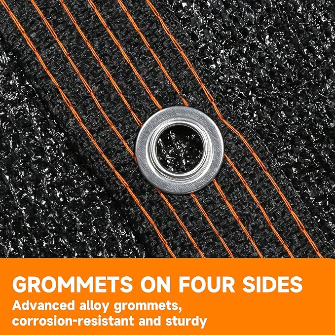 90% Shading Rate 10'x20' Black Shade Cloth, UV Resistant Durable Mesh Tarp - Image 5