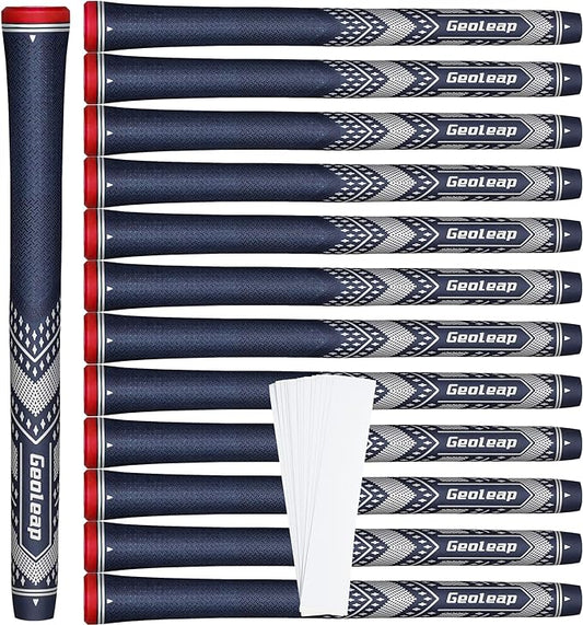 Geoleap Golf Grips Set of 13- Soft Golf Club Grips,Reduce Taper Design Provides High Traction and Performance,13 Grips with 15 Tapes and 13 Grips with All Repair Kits for Choice.