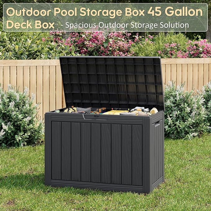 45 Gallon Outdoor Storage Box, All-Weather Deck Box - Image 3
