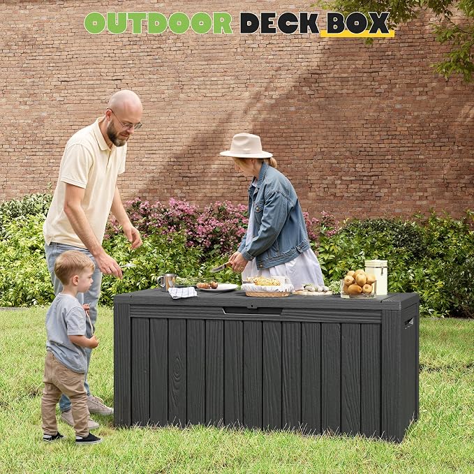 Deck Box, 82 Gallon Resin Indoor and Outdoor Storage Box Waterproof - Image 7