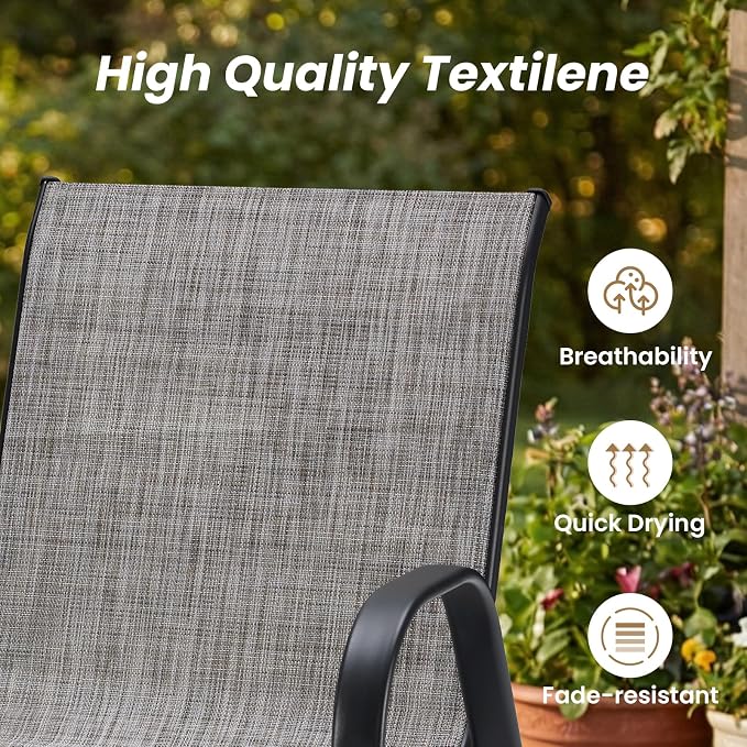Patio Chairs Set of 6, Stackable Outdoor Dining Chairs - Image 5