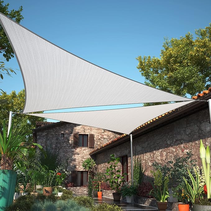 12' x 14' x 18.4' Grey Sun Shade Sail UPF50 Right Triangle SMTAPT12 Canopy by ShadeMart