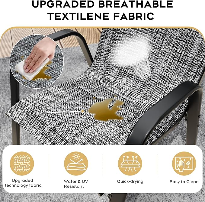 Patio Dining Chairs Set of 4 Outdoor Stackable Dining Chairs - Image 5