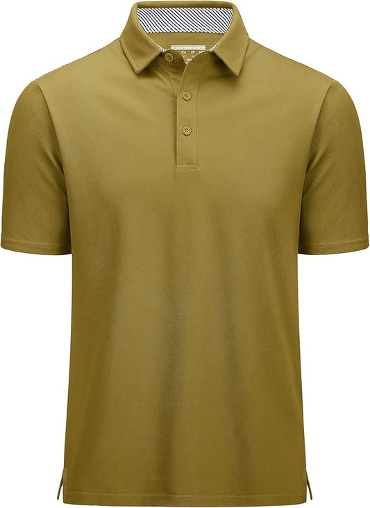 MAGCOMSEN Men's Polo Shirts Short Sleeve Cotton Pique 3 Button Classic Fit Casual T-Shirt Performance Golf Shirts