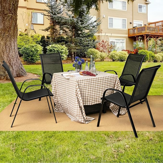 Giantex Patio Chairs Set of 2, Stackable Outdoor Dining Chairs - Image 2